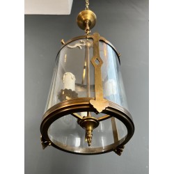 Petite Lanterne Néoclassique en Bronze et Verre Rond, Travail Français, Vers 1940