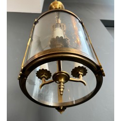 Petite Lanterne Néoclassique en Bronze et Verre Rond, Travail Français, Vers 1940