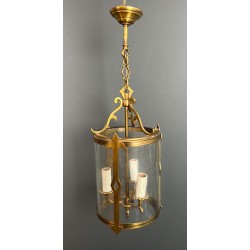 Small Neoclassical Bronze Lantern with Round Glass, French Work, Circa 1940