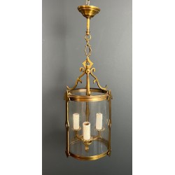 Petite Lanterne Néoclassique en Bronze et Verre Rond, Travail Français, Vers 1940