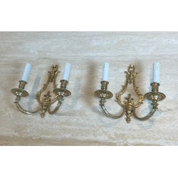 Pair of Louis the 16th Style Bronze Wall Lights by Lucien Gau