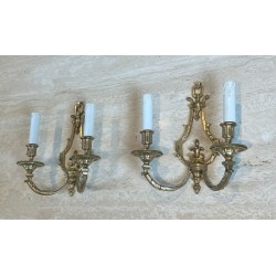 Pair of Louis the 16th Style Bronze Wall Lights by Lucien Gau