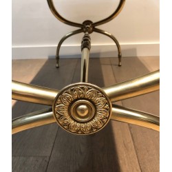 Neoclassical Brass and Green Marble Coffee Table by Raymond Subes, French Work, Circa 1940