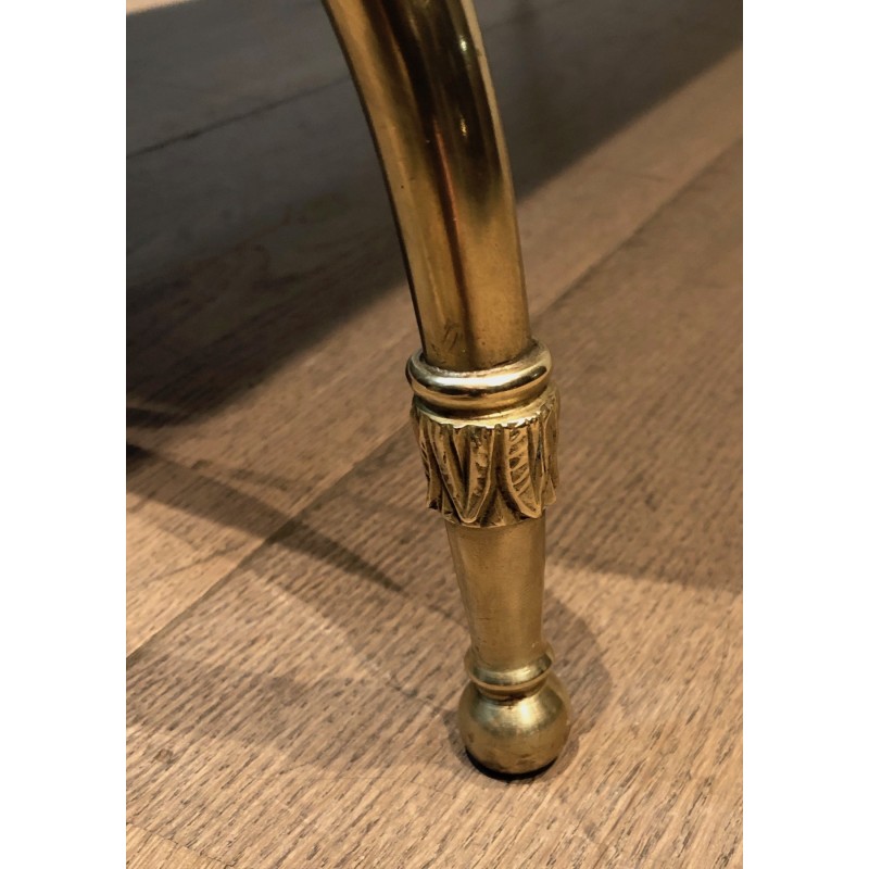Table Basse Néoclassique en Laiton et Marbre Vert par Raymond Subes, Travail Français, Vers 1940
