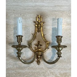 Pair of Louis the 16th Style Bronze Wall Lights by Lucien Gau