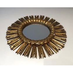 Gilt Wood Sunburst Mirror, French Work, Circa 1970