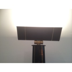 Lampadaire de parquet laqué noir et laiton