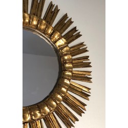 Gilt Wood Sunburst Mirror, French Work, Circa 1970