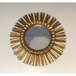 Gilt Wood Sunburst Mirror, French Work, Circa 1970