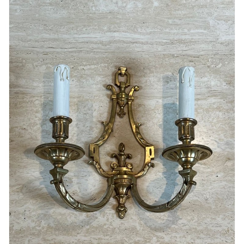 Pair of Louis the 16th Style Bronze Wall Lights by Lucien Gau