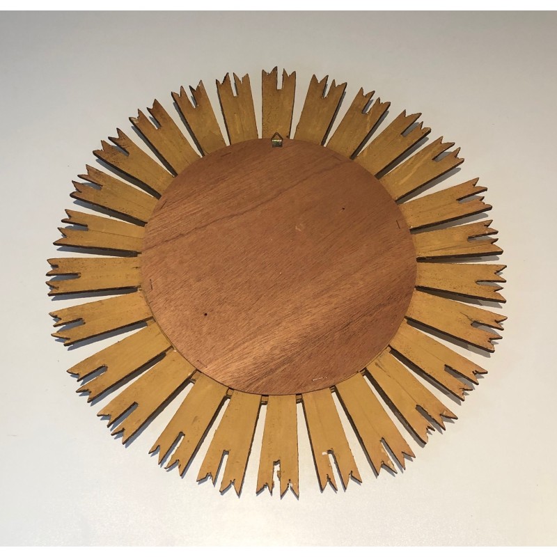Miroir Soleil en Bois Doré, Travail Français, Vers 1970