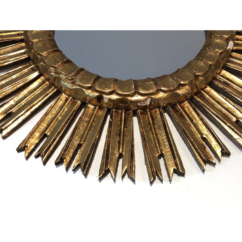 Gilt Wood Sunburst Mirror, French Work, Circa 1970