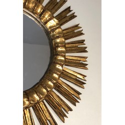 Gilt Wood Sunburst Mirror, French Work, Circa 1970