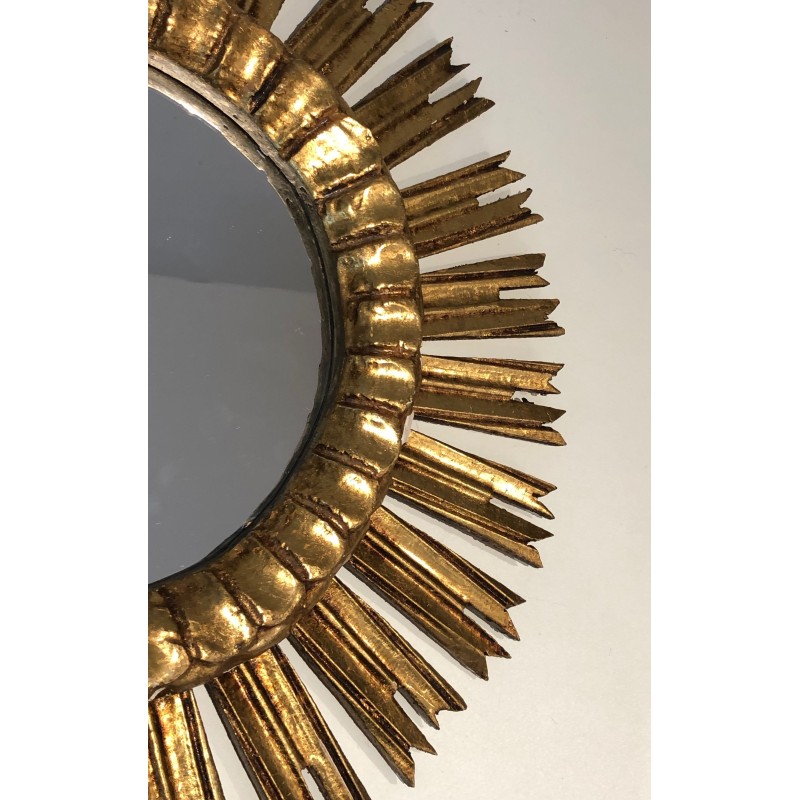 Gilt Wood Sunburst Mirror, French Work, Circa 1970