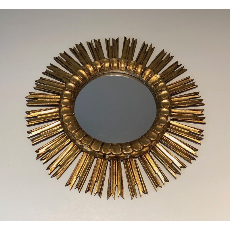Gilt Wood Sunburst Mirror, French Work, Circa 1970