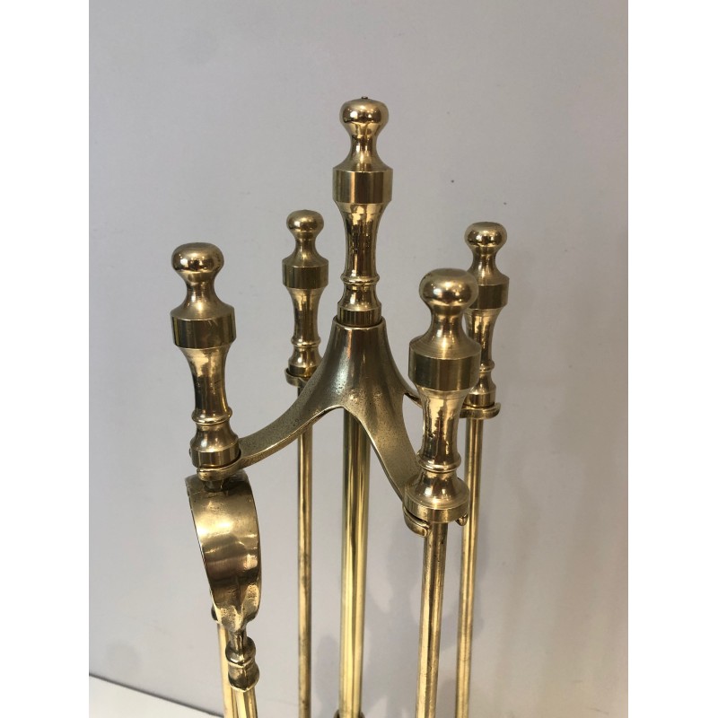 Nécessaire de Feu en Laiton de Style Néoclassique, Travail Français, Vers 1970