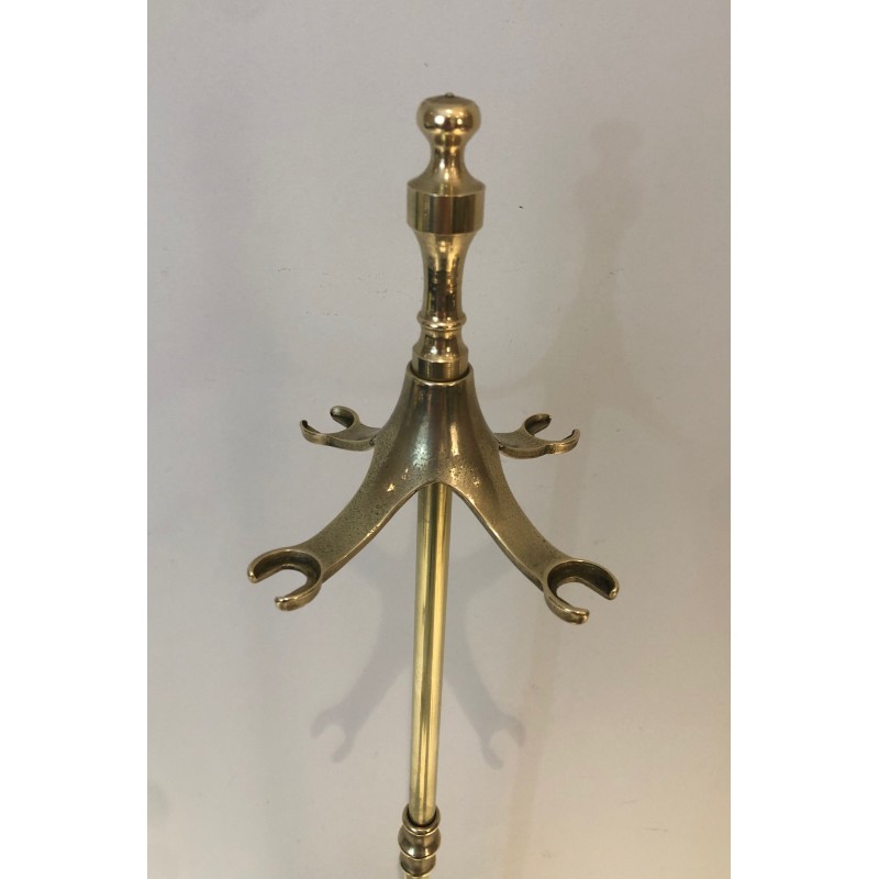 Nécessaire de Feu en Laiton de Style Néoclassique, Travail Français, Vers 1970