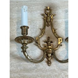 Pair of Louis the 16th Style Bronze Wall Lights by Lucien Gau