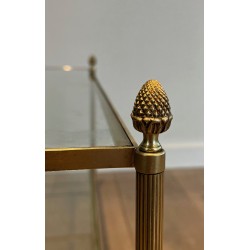 Table Basse Néoclassique en Bronze et Laiton à Plateaux de Verre Transparent, Maison Baguès, Vers 1940