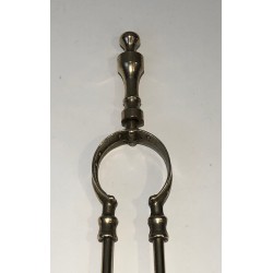 Neoclassical Brass Fireplace Tool Set, French Work, Circa 1970