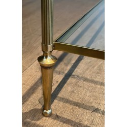 Table Basse Néoclassique en Bronze et Laiton à Plateaux de Verre Transparent, Maison Baguès, Vers 1940