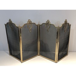 Louis the 16th Style Brass and Grilling Fireplace Screen