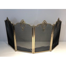 Louis the 16th Style Brass and Grilling Fireplace Screen