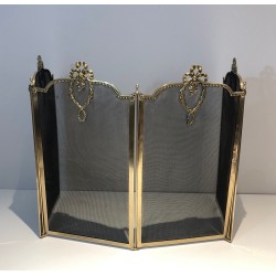 Louis the 16th Style Brass and Grilling Fireplace Screen