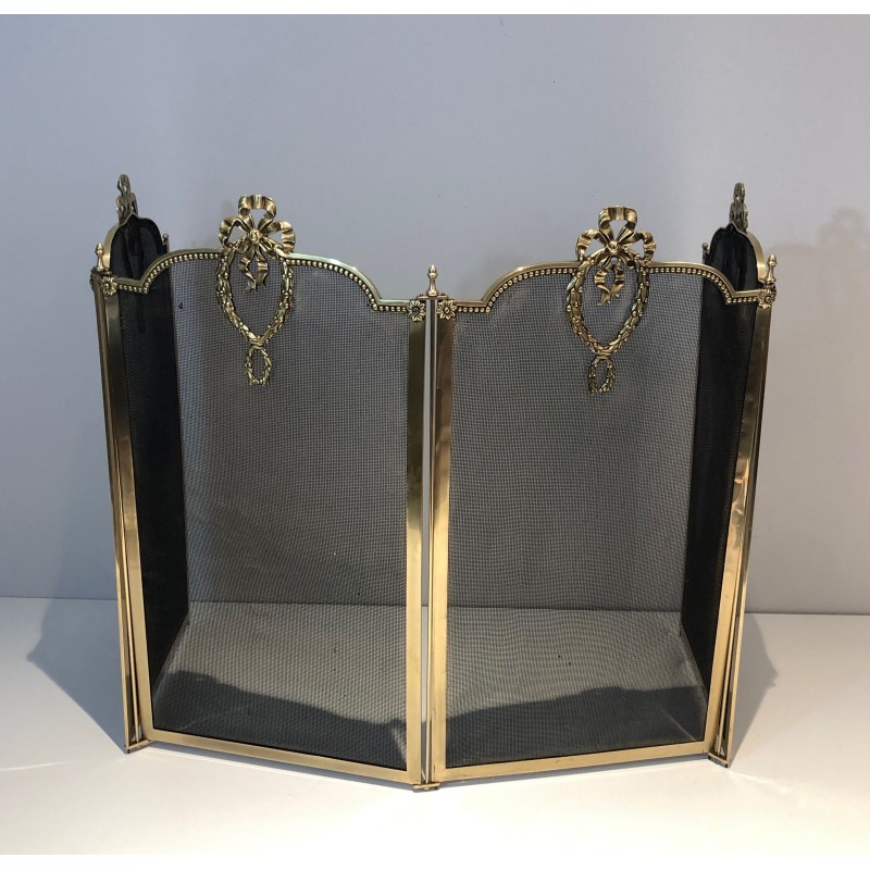 Pare-Feu en Laiton et Grillage de Style Louis XVI