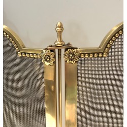 Louis the 16th Style Brass and Grilling Fireplace Screen