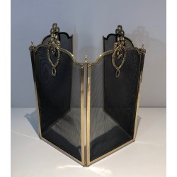 Louis the 16th Style Brass and Grilling Fireplace Screen