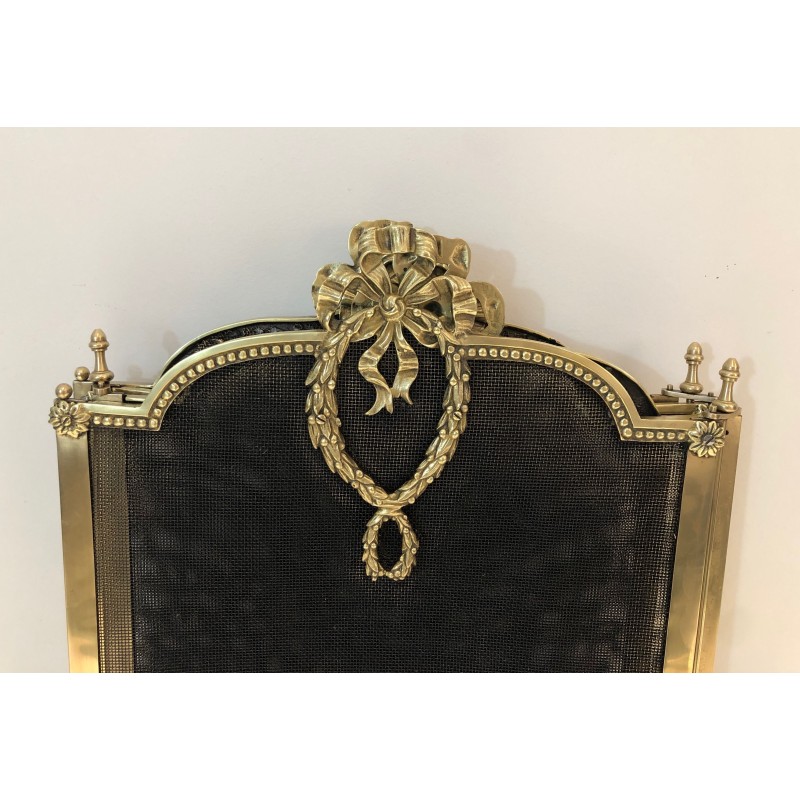 Louis the 16th Style Brass and Grilling Fireplace Screen