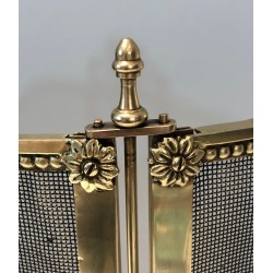 Pare-Feu en Laiton et Grillage de Style Louis XVI