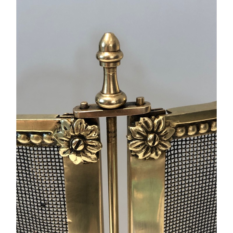 Louis the 16th Style Brass and Grilling Fireplace Screen