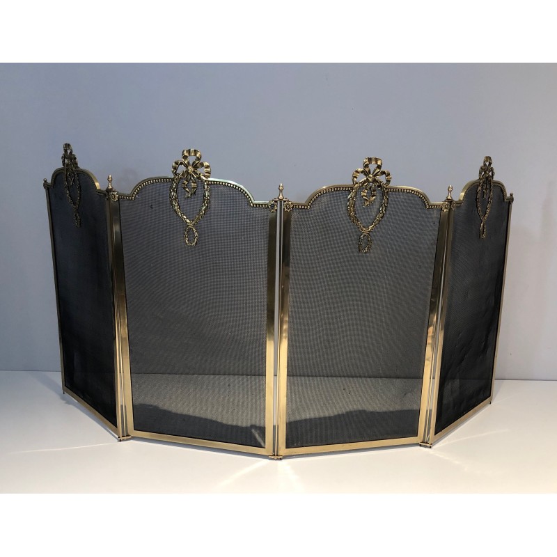 Pare-Feu en Laiton et Grillage de Style Louis XVI