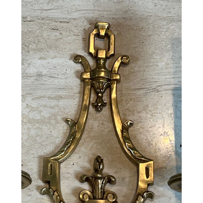 Pair of Louis the 16th Style Bronze Wall Lights by Lucien Gau