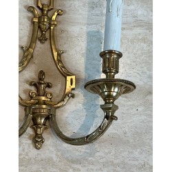 Pair of Louis the 16th Style Bronze Wall Lights by Lucien Gau