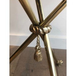 Neoclassical Brass and Mahogany Guéridon with Garland Decoration and Claw Feet, Maison Jansen, Circa 1940