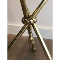 Neoclassical Brass and Mahogany Guéridon with Garland Decoration and Claw Feet, Maison Jansen, Circa 1940