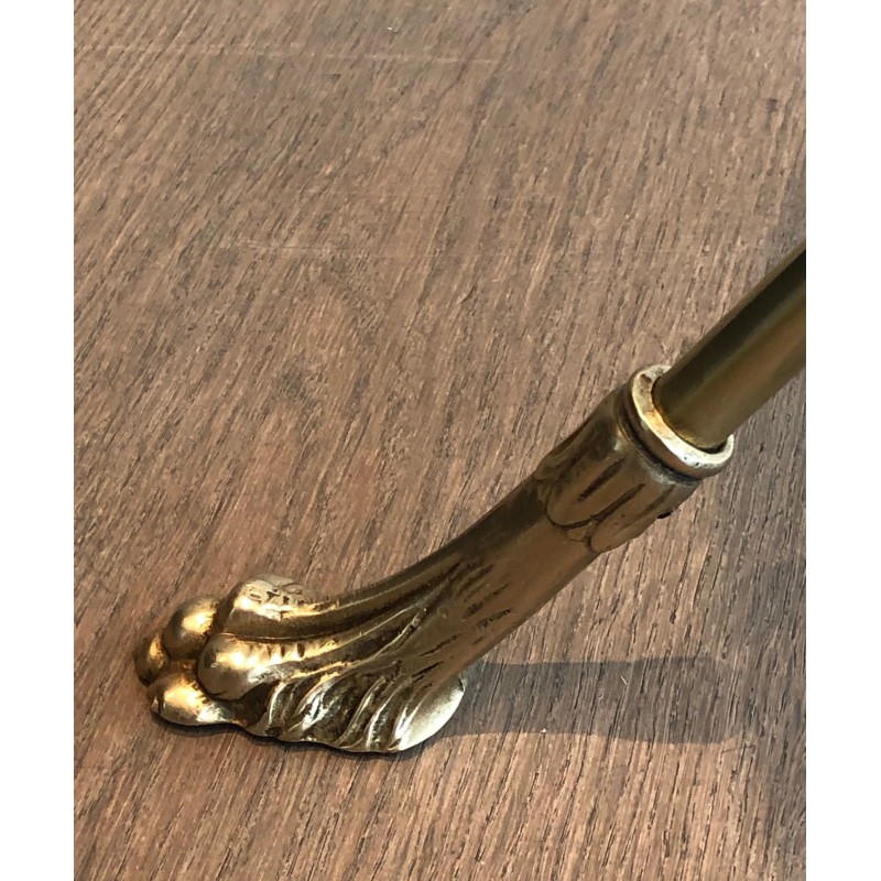 Neoclassical Brass and Mahogany Guéridon with Garland Decoration and Claw Feet, Maison Jansen, Circa 1940