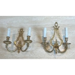 Pair of Louis the 16th Style Bronze Wall Lights by Lucien Gau