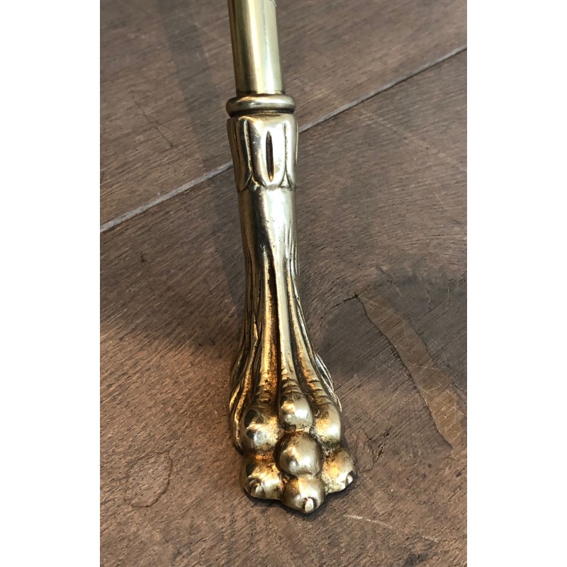 Neoclassical Brass and Mahogany Guéridon with Garland Decoration and Claw Feet, Maison Jansen, Circa 1940