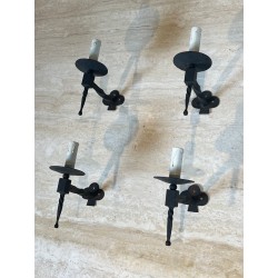 Suite de Quatre Appliques en Fer Forgé