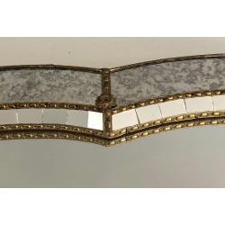 Large Multi-Faceted Mirror with Brass Garland Decoration, French Work, Circa 1970