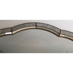 Large Multi-Faceted Mirror with Brass Garland Decoration, French Work, Circa 1970