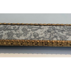 Large Multi-Faceted Mirror with Brass Garland Decoration, French Work, Circa 1970