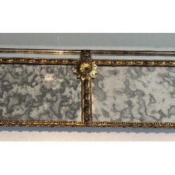 Grand Miroir Multi-Facettes à Guirlandes de Laiton, Travail Français, Vers 1970