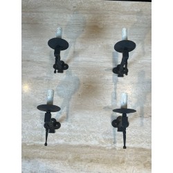 Suite de Quatre Appliques en Fer Forgé