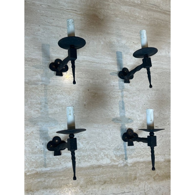 Set of Four Wrought Iron Wall Lights