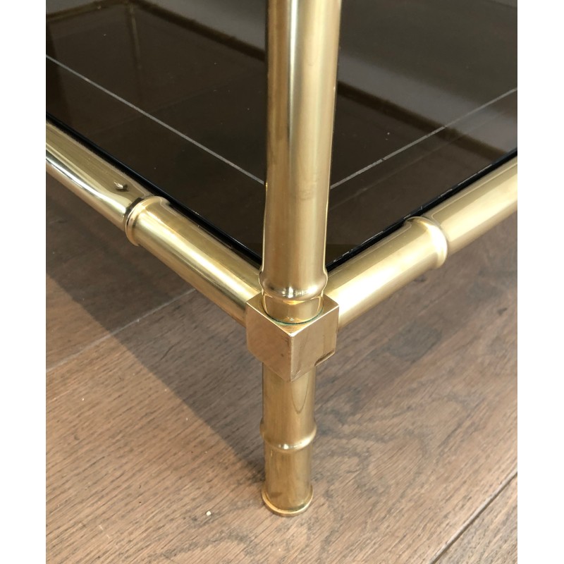 Table Basse en Laiton Façon Faux-Bambou, Attribuée à Jacques Adnet, Vers 1970